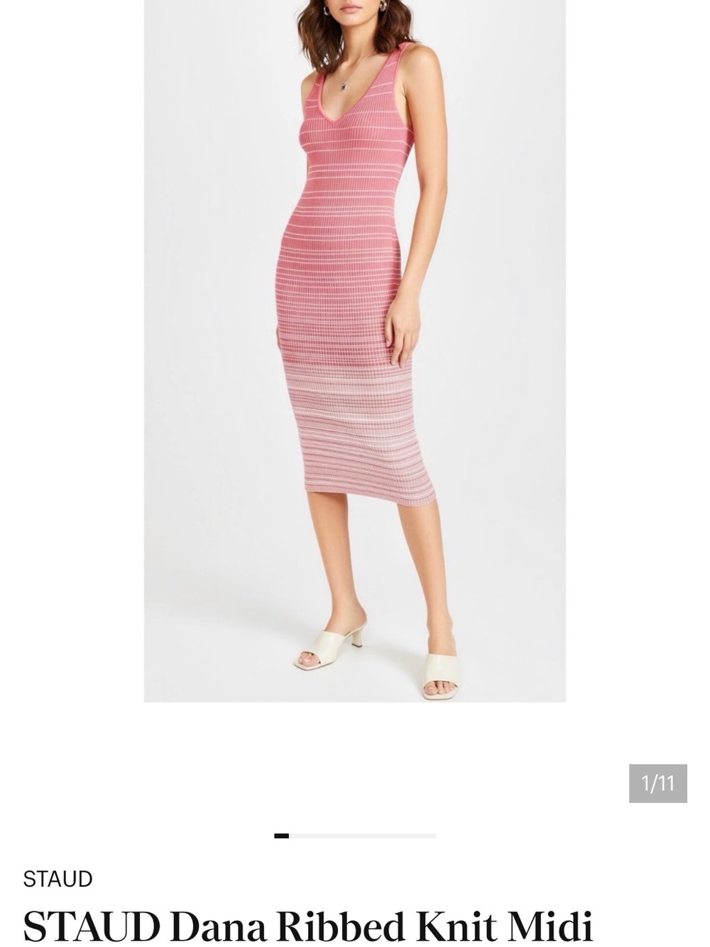 STAUD Dana Ribbed Midi Dress size XS